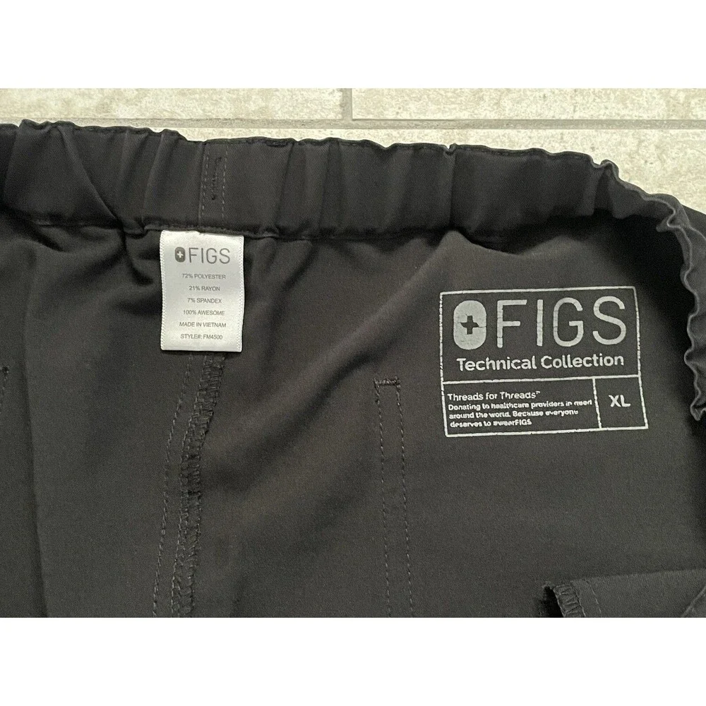 FIGS Pisco Basic Scrub Pants Black FM4500 Size XL